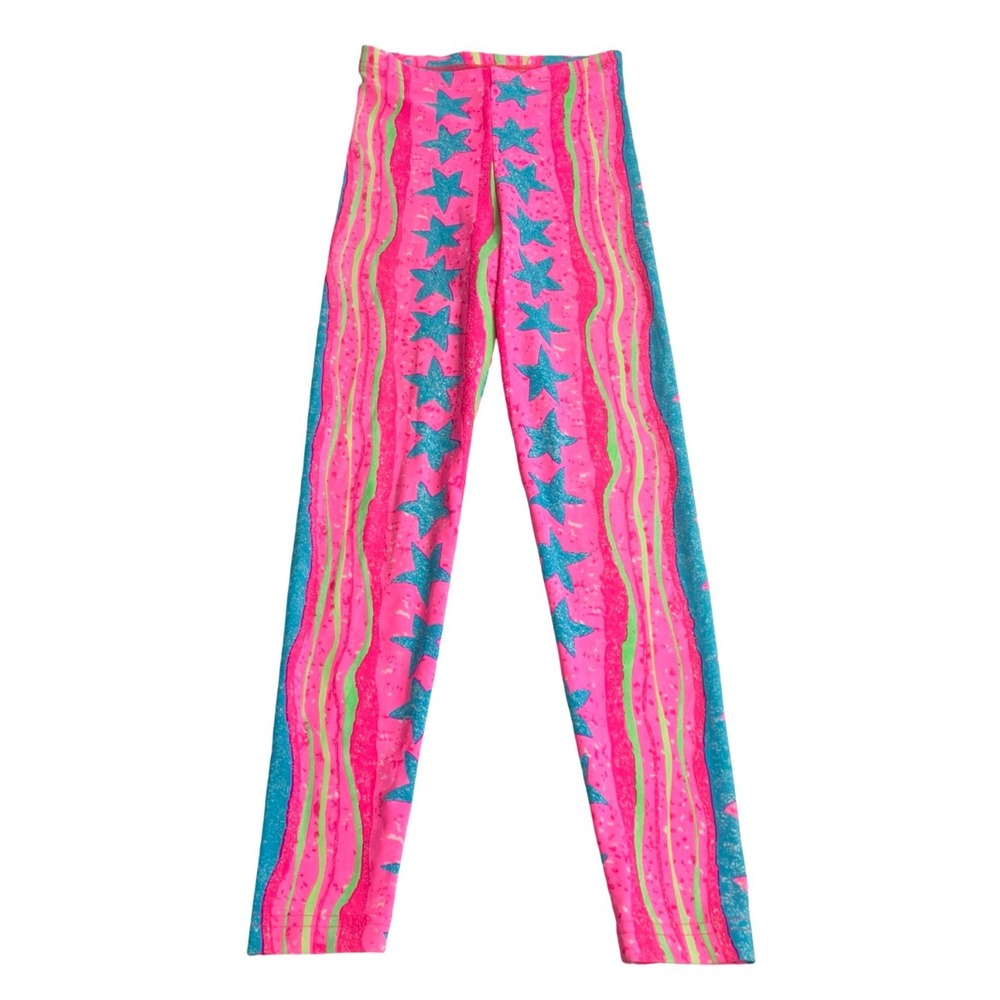 American Apparel Cali Sun & Fun Leggings Small Star Print Y2K Rave Bunny Holiday